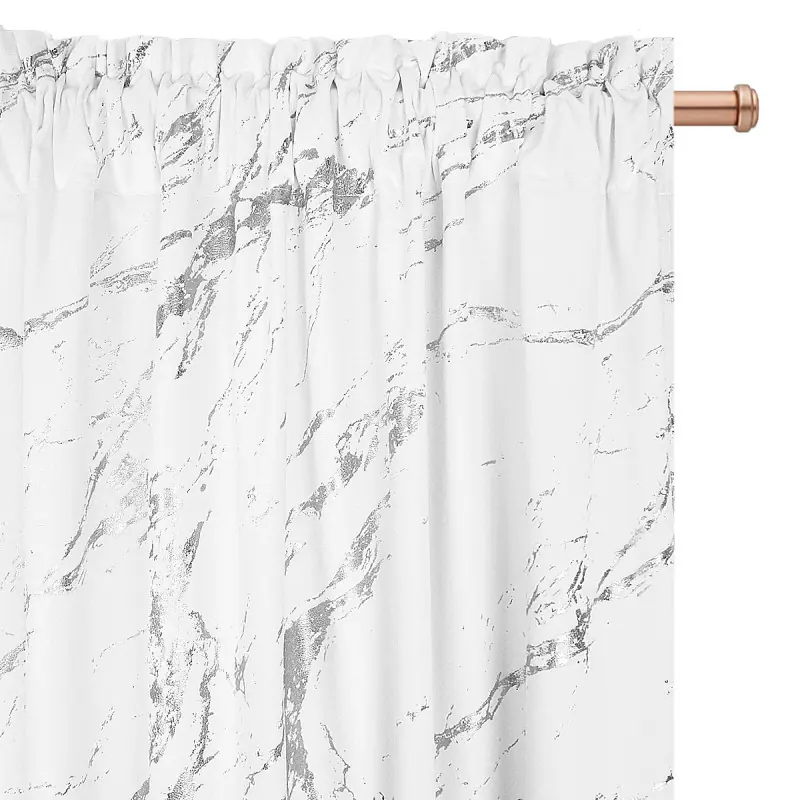 Zasłona dekoracyjna biała srebrny marmur 145x250 cm - obrazek 3