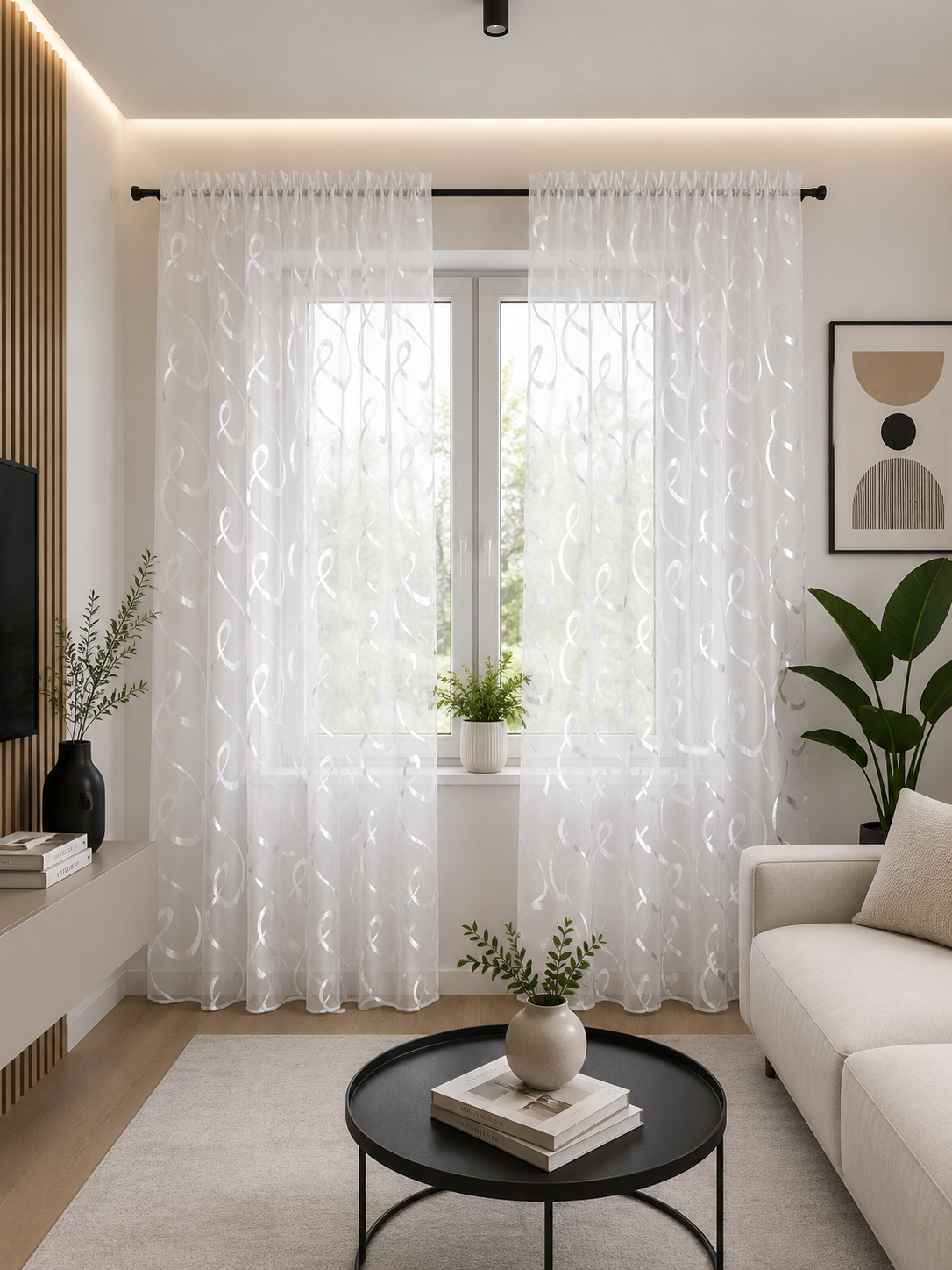 Firana sable ze srebrnym wzorem 145x250 cm - obrazek 4