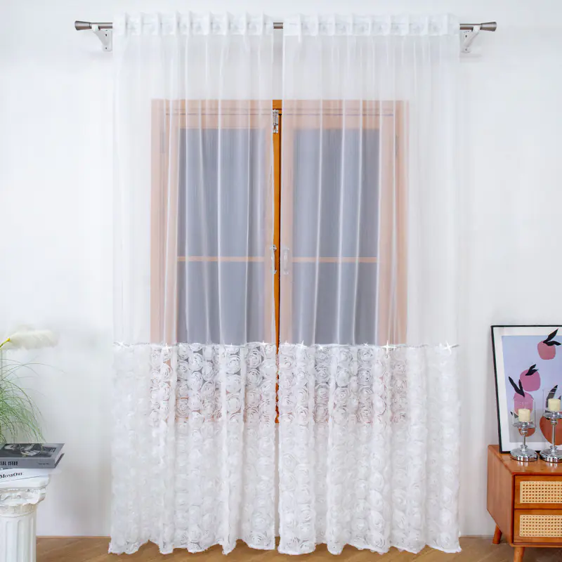 Firana 3d udekorowana różami na dole 140x250 cm - obrazek 5
