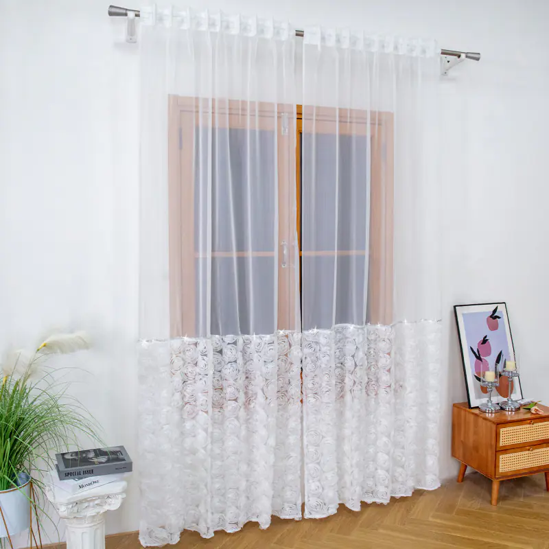 Firana 3d udekorowana różami na dole 140x250 cm - obrazek 6