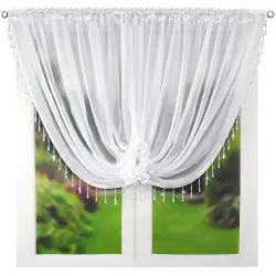 Firana biała zdobiona koralikami 400x150cm - obrazek 5