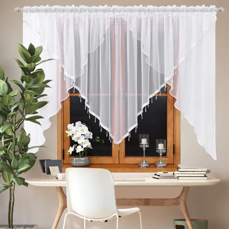 Firana woalowa z czarnymi koralikami 400x155cm - obrazek 4