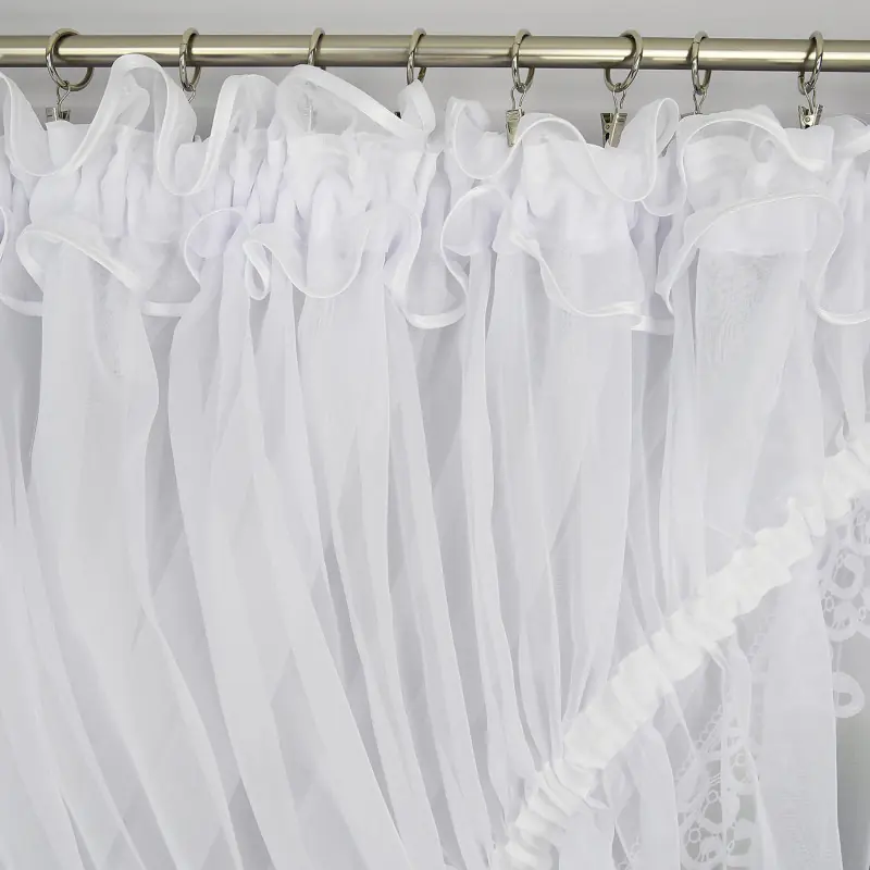 Firana woalowa zdobiona gipiurą biała 400x150 cm - obrazek 2