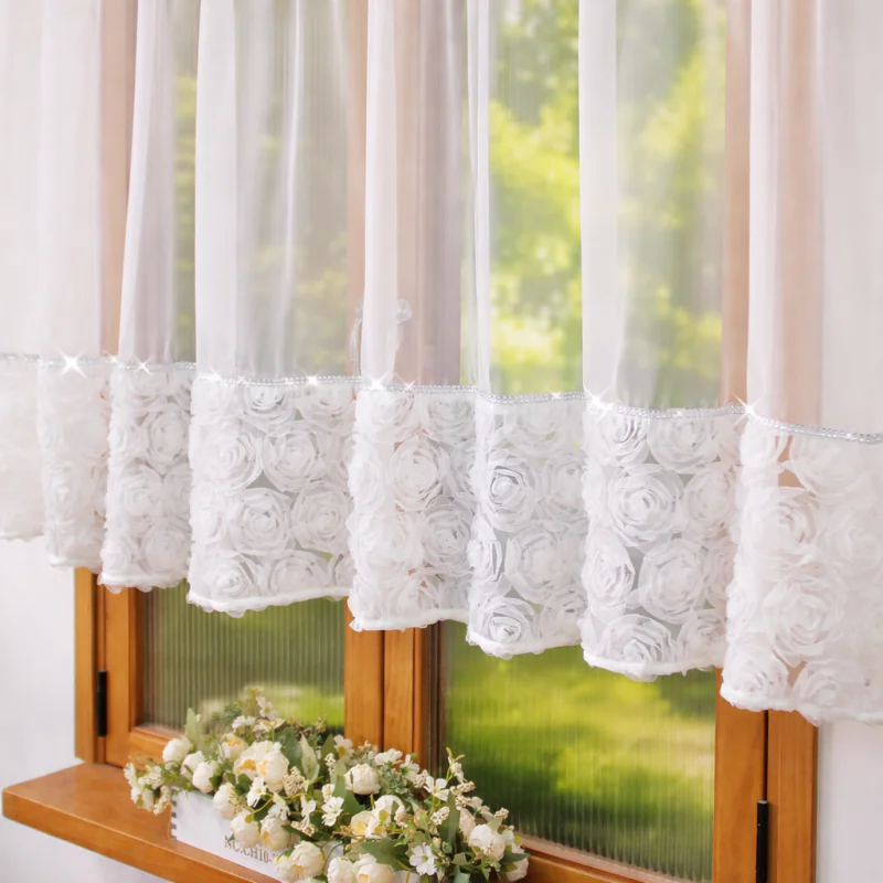 Firana udekorowana różami 3D na dole 300x120 cm - obrazek 4