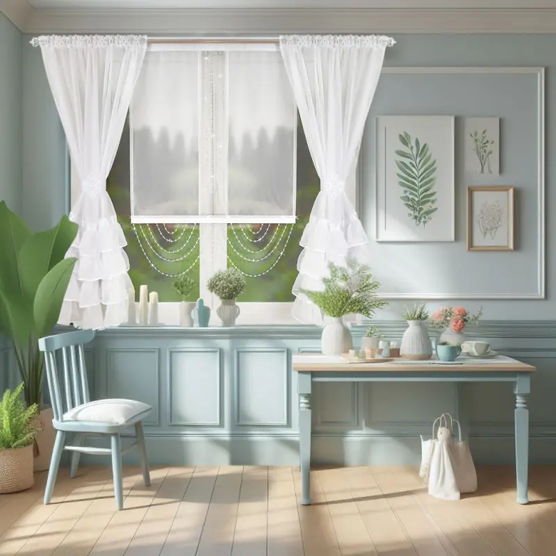 Firana z falbankami i panelem 2x 145x160 cm 1x 100x130 cm - obrazek 2