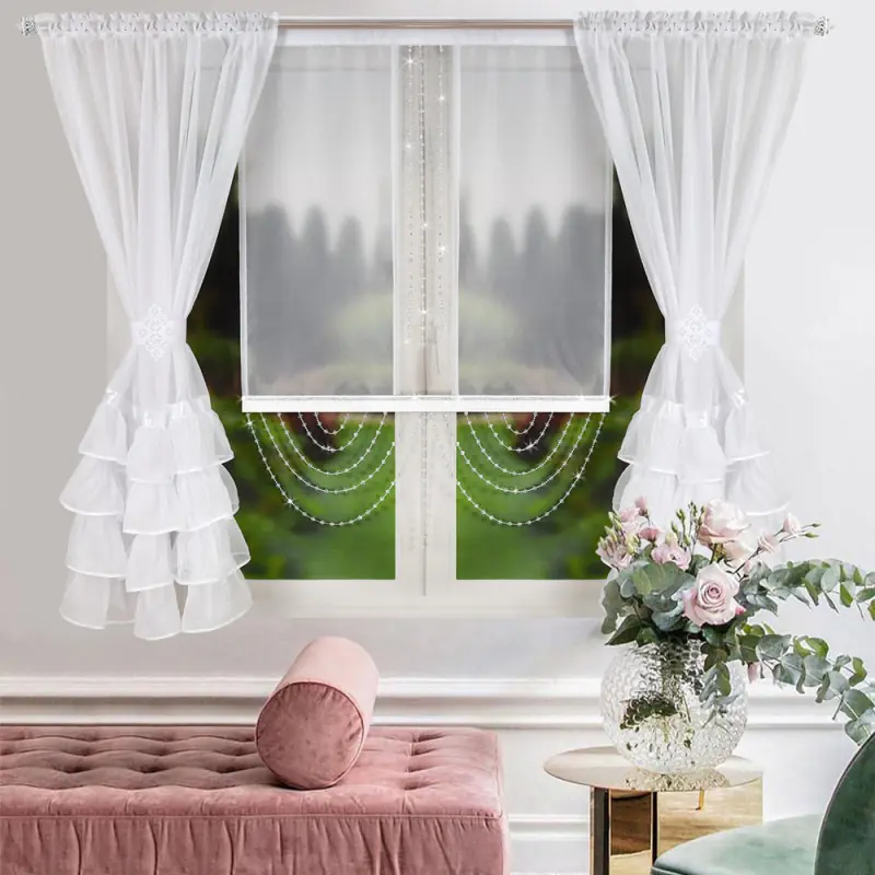 Firana z falbankami i panelem 2x 145x160 cm 1x 100x130 cm - obrazek 5