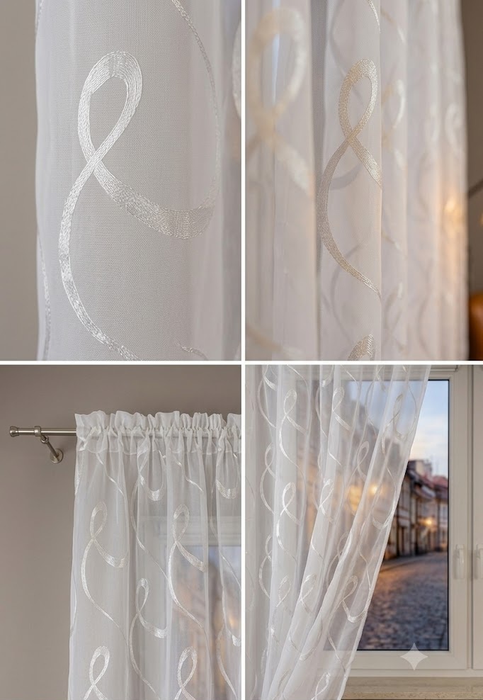 Firana sable ze srebrnym wzorem 145x250 cm - obrazek 5
